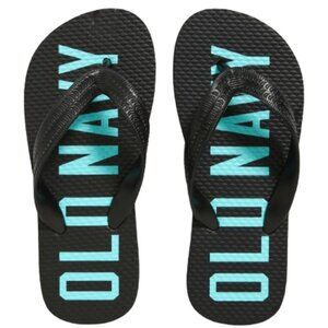 Old Navy Boys Black Jack with Blue Logo Printed Flip-Flop Sandals